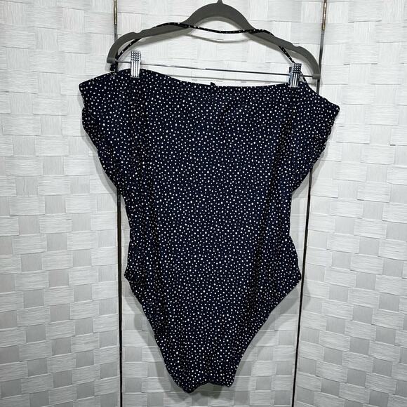 J. Crew Women’s Ruched Bandeau One Piece Swimsuit In Dot Womens Plus Size 24 - Picture 14 of 15